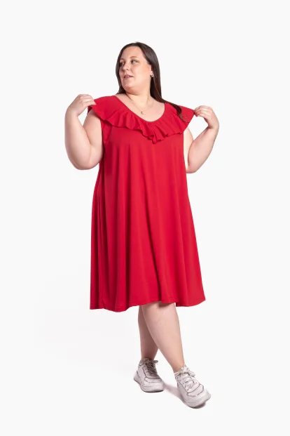 Vestido en modal con volado en escote